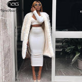 Women Two Piece Long Sleeve Crop Top Long Skirt Set Party Summer