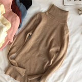 Women Knitted Sweater Long Sleeve Turtleneck Slim Jumper