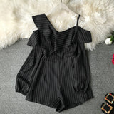 Women Striped Off Shoulder Jumpsuit