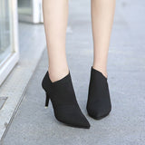 Woman High Heels Leather Ankle Boots