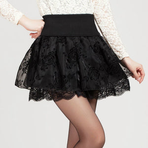 Skirt Double Ruffles High Waist A-Line