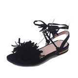 Woman Tassel Straps Flat Sandals