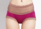 Women's High Waist Cotton Lace Briefs Color Underwear 2 piece