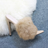 Candy Color Luxury Rabbit Fur Slippers