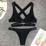 Women's Sexy Bandage Cross Back Bikini 2-Piece Swimwear