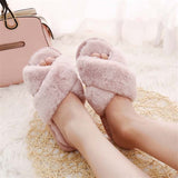 Women Faux Fur Warm Flats Slippers