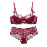 Sexy Floral Thin Transparent Women Bra Panties Set