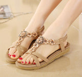 Women Flowers Flat Rhinestones Sandals