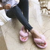 Women Faux Fur Warm Home Winter Slippers