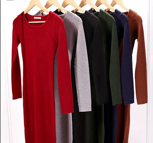 Long Sleeve Knit  Bodycon Sexy Party Sweater Dresses