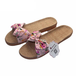 Floral Bow-knot Flip Flops Women Slippers