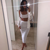 Women Crop Top And Skirt Set Two Piece