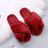 Woman Slip on Flats Faux Fur Slippers