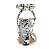 Women Open Toe Snake Pu Leather Sandals