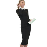 Vintage Turn-Down Collar Fit Pencil Bodycon Midi Dress