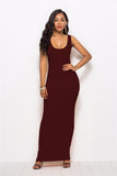 High Stretch Tank Robe Thin O-Neck Sleeveless Slim Maxi Dress