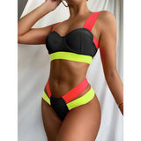 High Waist Bikini Push Up Splicing Women Swimsuit