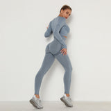 Long Sleeve Top High Waist Belly Control Legging Sport Suit