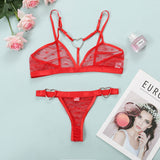 Transparent Polka Dot Underwear Pink Lace Bra Set Lingerie