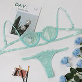 Sexy Lingerie Transparent Underwire Lace Underwear Bra Set