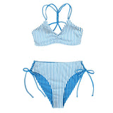 Stripe Floral Bikini Sets Low Waist Two Pieces Swimwear