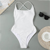 Women's  Sexy Backless High Cut Ribbed 1-Piece Swimsuits