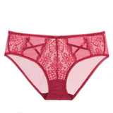 3 pieces - Mid-Rise Lace Embroidery Hollow Out Transparent Panties