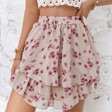 Women's Polka Dot Print Ruffled A-Line Mini Skirt