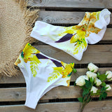 Sexy High Waist One Shoulder Bikini Print Beachwear