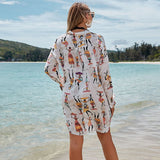 Sexy Print Bikini Cover Up Cardigan Tunics Swimsuit