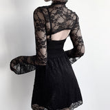 Lace Vintage Flower Embroidery Long Sleeve Gothic