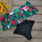 Off Shoulder Lace Flounce Monokini Ruffle Swimwear