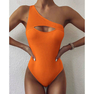 Cut Out One Shoulder High Cut Sexy 1-Piece Swimsuit