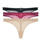 Transparent Low-Rise G-String Panties 3-Piece