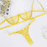 Floral Lace Transparent Bra Underwire And Panty Lingerie 2-Piece Set