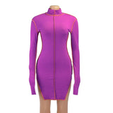 Women Casual Dresses Long Sleeve Mini Dress