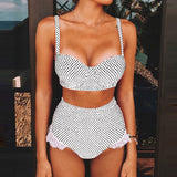 Push Up Bikinis Lace Women High Waist Dot Beachwear