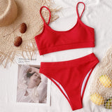 Women's Ribbed High Waist Swimwear Two-Piece Bikini Set