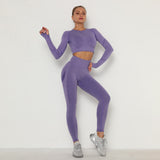 Long Sleeve Top High Waist Belly Control Legging Sport Suit