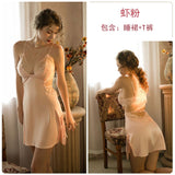 Lace Bow Knot Halter Strap Sleepwear V-Neck Embroidery Silk Dress