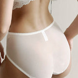 3 pieces - Mid-Rise Lace Embroidery Hollow Out Transparent Panties