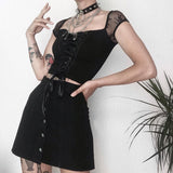 Vintage Gothic T-Shirt Bodycon Bandage Lace Mesh Top Tee