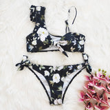 High Waist Ruffle Swimwear Floral Print Push Up Bikinis