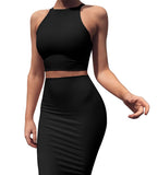 Two Pieces Crop Top Outfit Sexy Dress