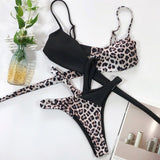 Sexy Leopard Push Up Thong High Cut Swimwear Bikini Set