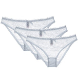 Low-Waist Hollow Bow Underwear Transparent Panties 3-Piece