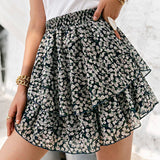 Women's Polka Dot Print Ruffled A-Line Mini Skirt