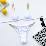 Sexy Halter Bikini Metal Chain Two-pieces Swimsuit