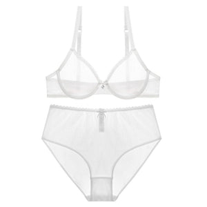 See-Through High-Waist Briefs Yarn Bra And Panty Set