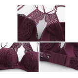 Thin Cotton Lace Embroidery Sexy Bra Underwear Set